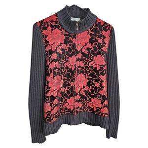 Christopher & Banks floral zip up sweater. Size Medium
